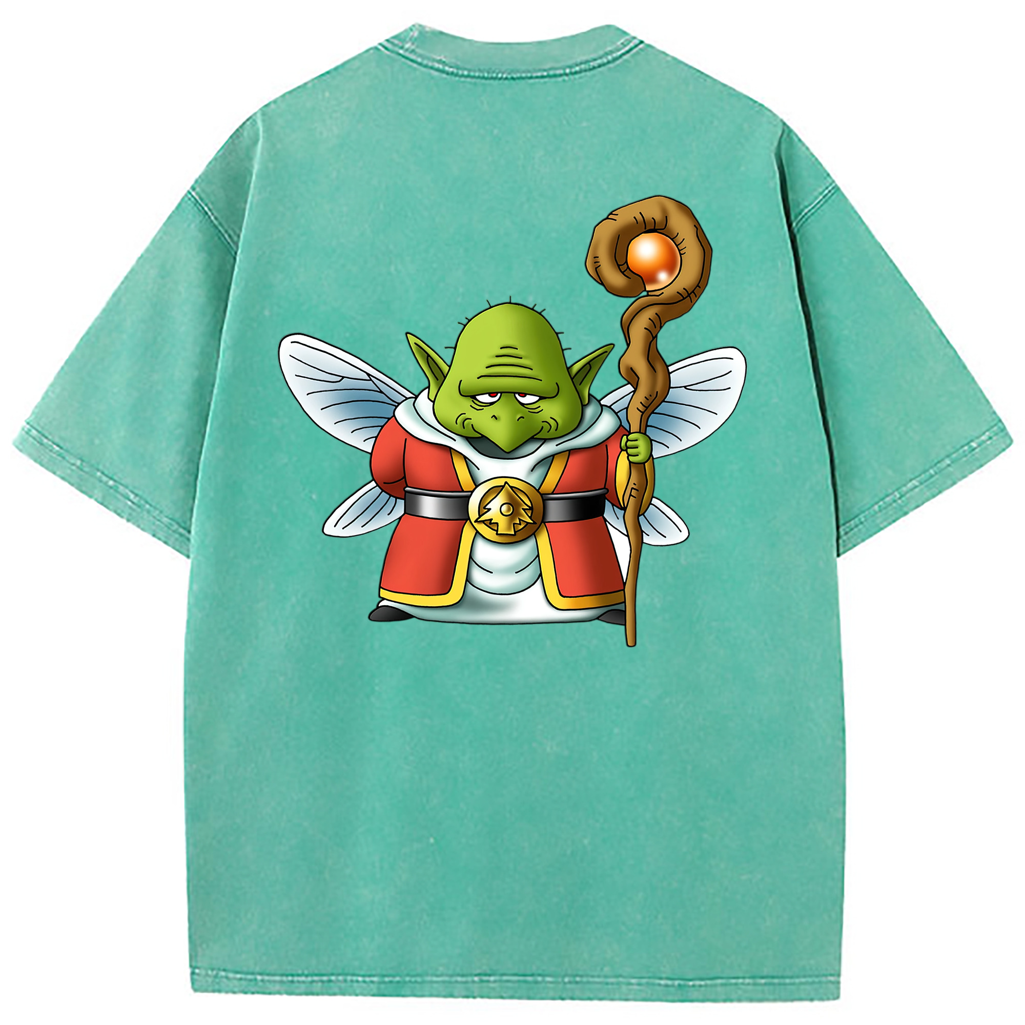 （画像用） ドラゴンクエスト Doragon Kuesuto Dragon Quest 綿100% ヴィンテージ風 半袖Tシャツ（背面プリント）